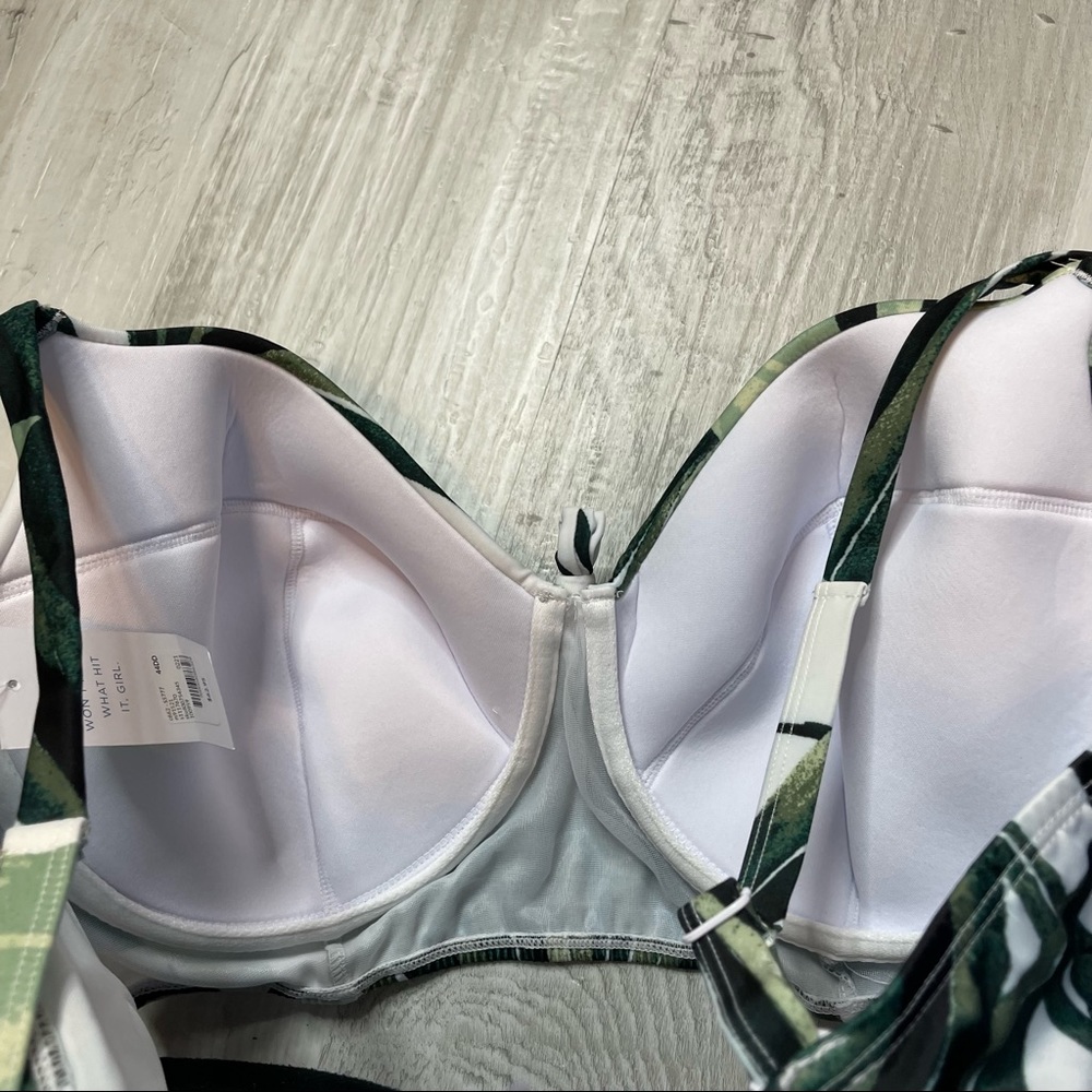 Cacique Swim NWT Eco Friendly Longline Underwire Palm Print Swim Top Size 44DD - Picture 9 of 9
